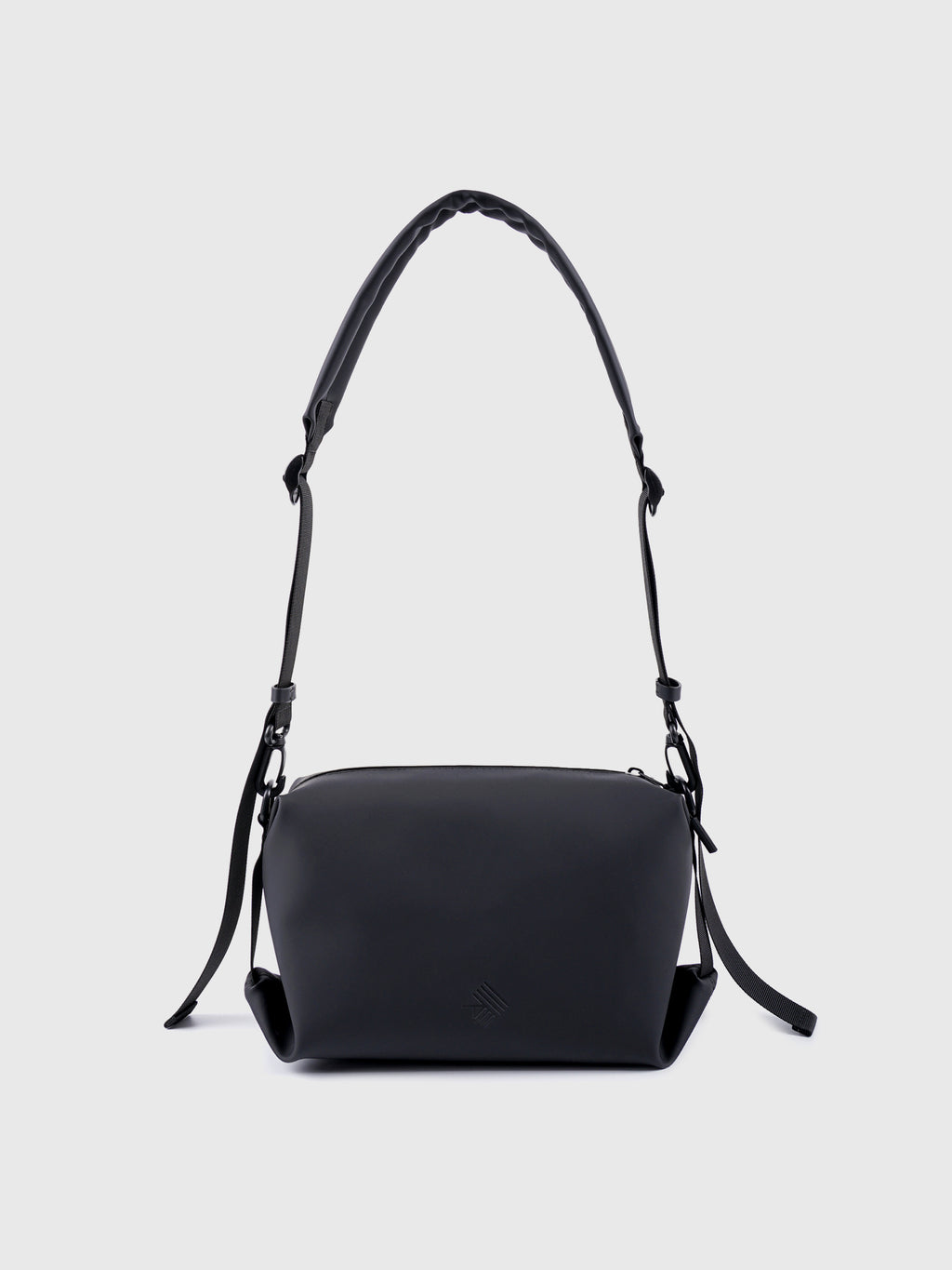 Leather Box Crossbody Messenger Bag in Black